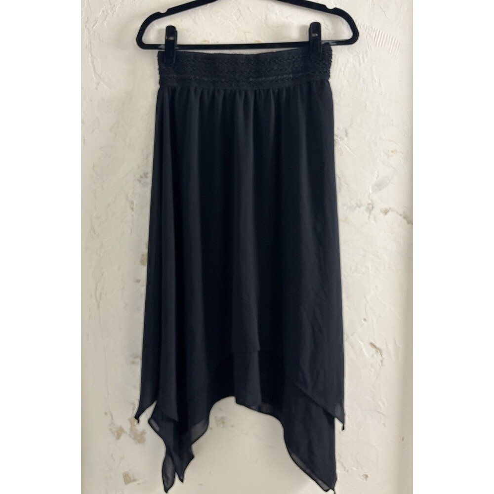 Womens M Asymmetrical Sheer Black Skirt Whimsigoth Fairygrunge Goth
